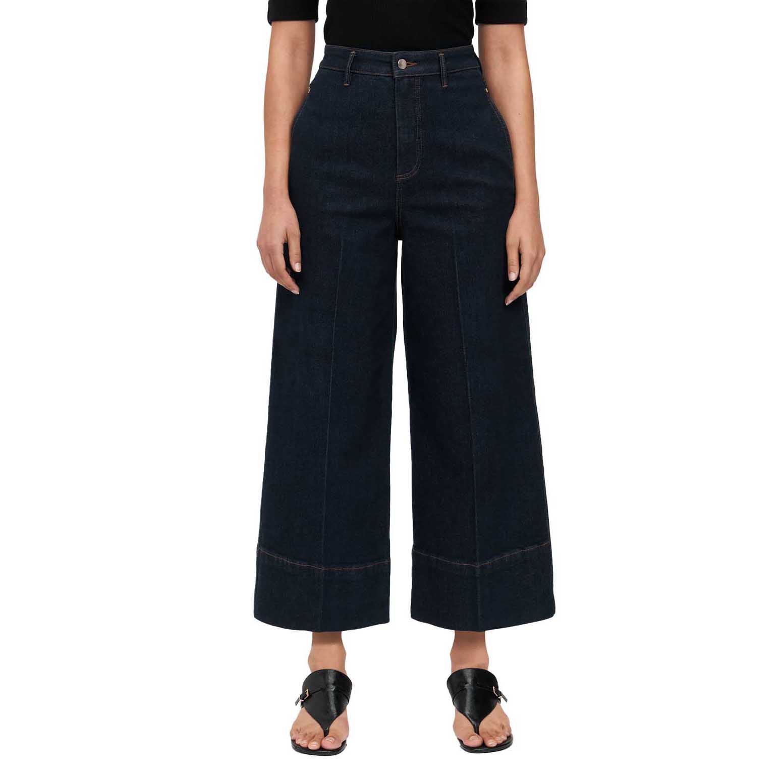 Veronika Maine Indigo Denim Wide Cropped Jean